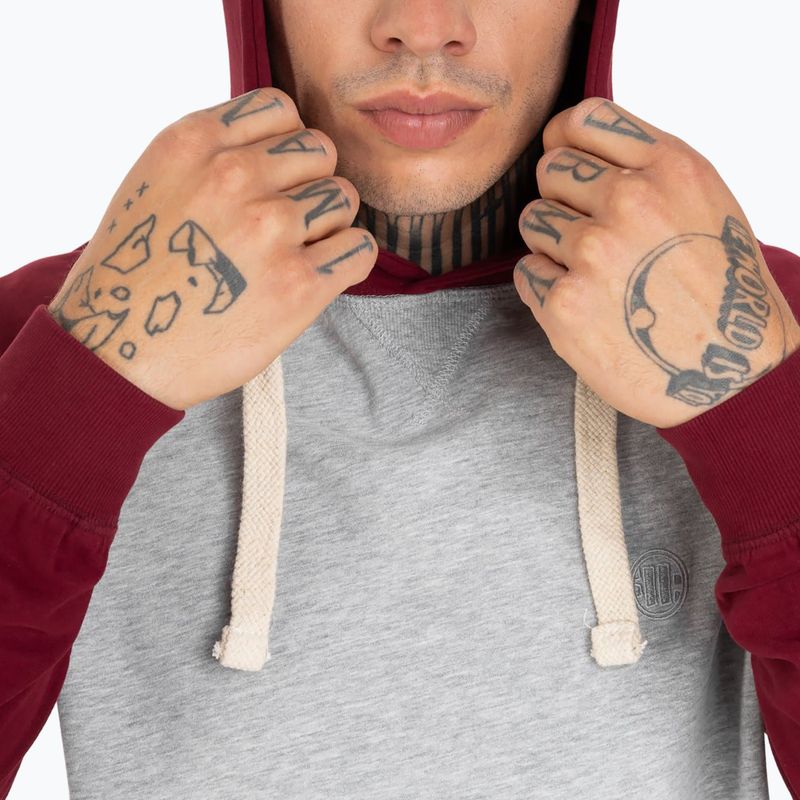 Bluza męska Pitbull Hooded Small Logo grey/burgundy 6