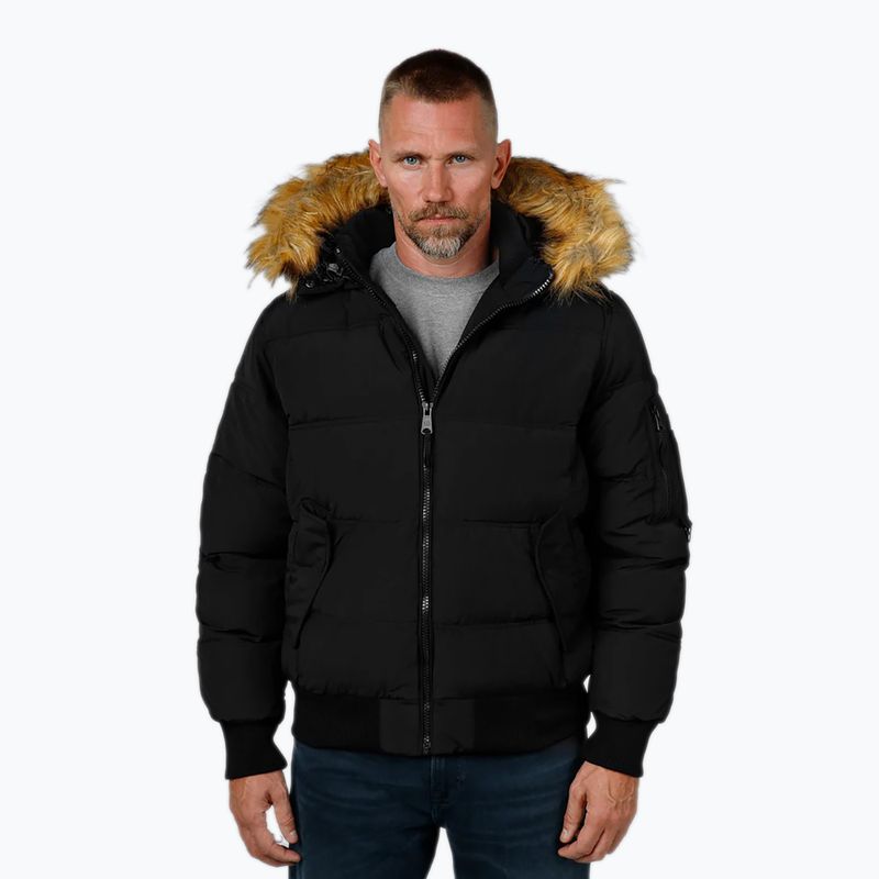 Kurtka zimowa męska Pitbull Burnt Quilted Hooded black