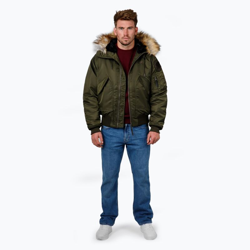 Kurtka zimowa męska Pitbull Harvest Hooded Bomber olive 2