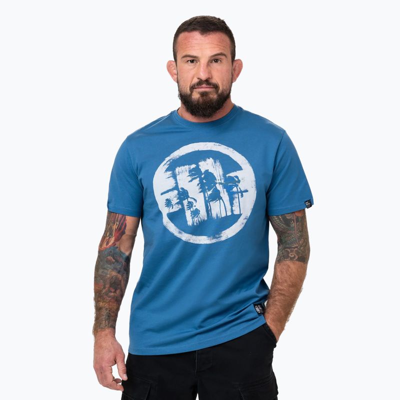 Koszulka męska Pitbull Logo Palms shade blue