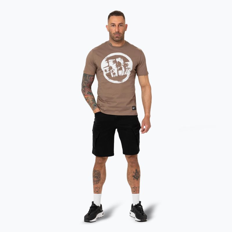 Koszulka męska Pitbull Logo Palms brown savana 2