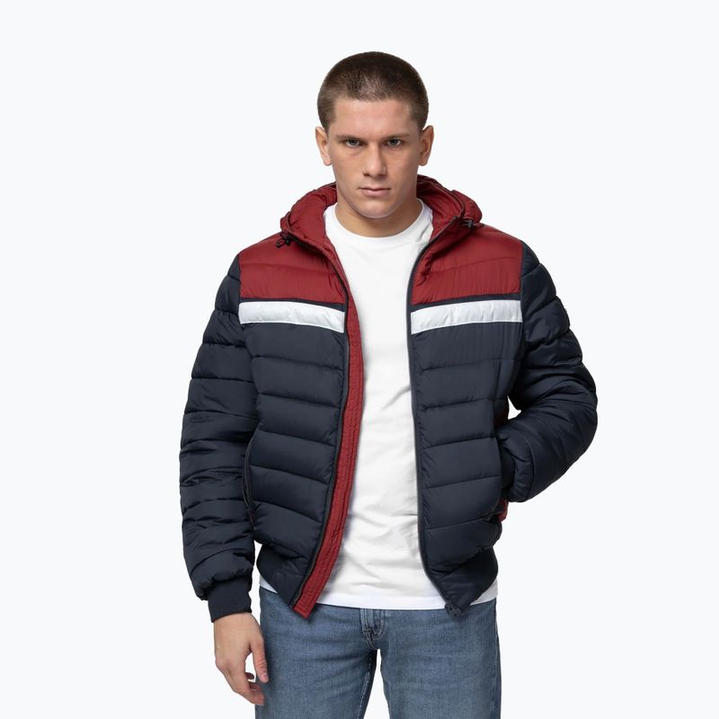 Kurtka zimowa męska Pitbull Rubio Quilted Hooded dark navy/red 4