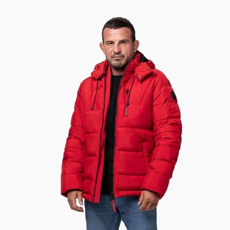 Kurtka zimowa męska Pitbull Piedmont Quilted Hooded fluo/red