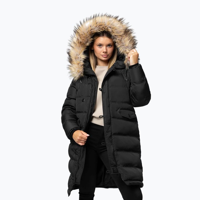 Kurtka zimowa damska Pitbull Queenston Padded Hooded black
