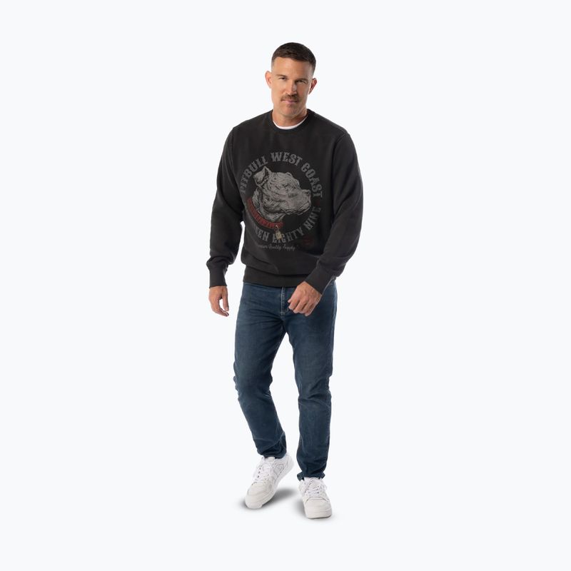 Bluza męska Pitbull Strenght & Respect Crewneck washed dark graphite 4