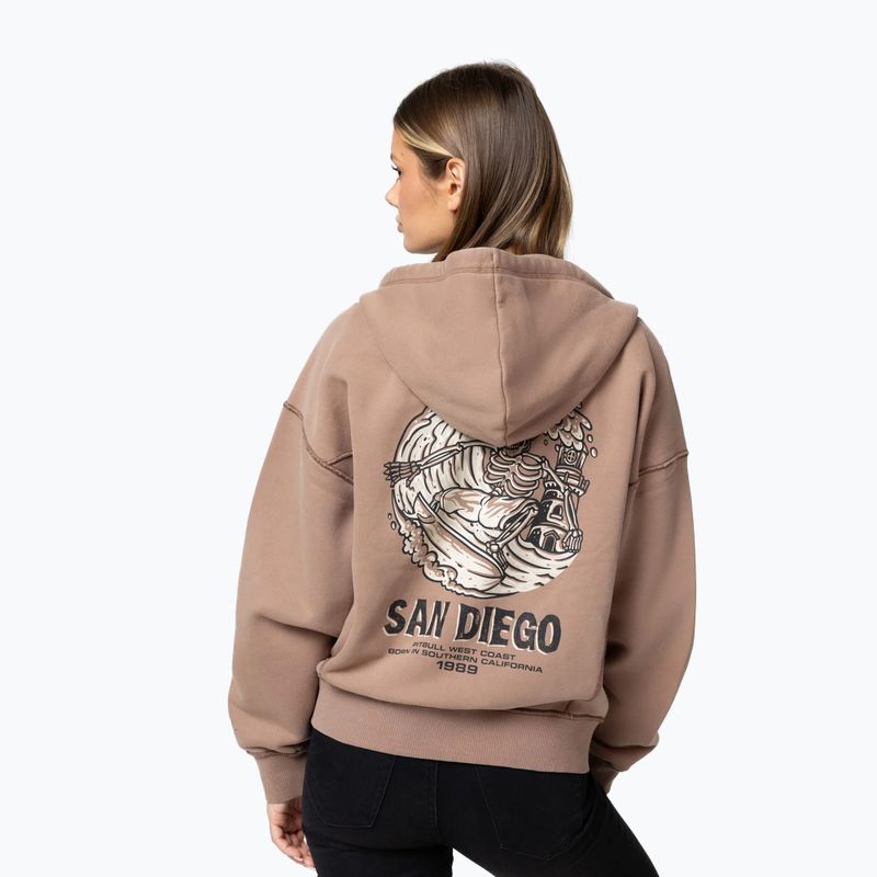 Bluza damska Pitbull Skull Surf Hooded Zip chocolate mousse 3