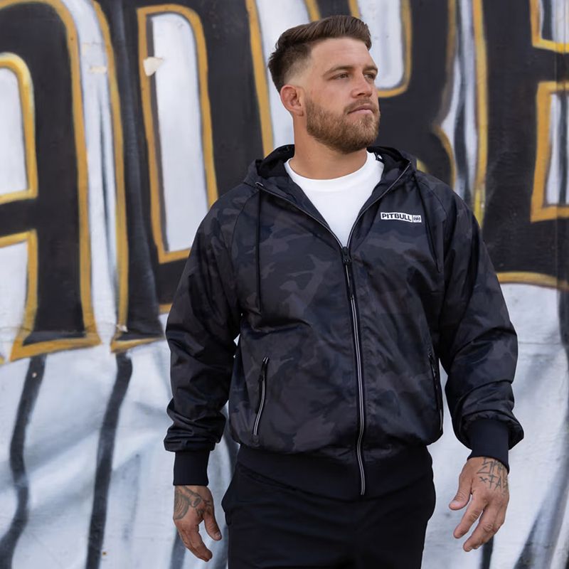Kurtka męska Pitbull Athletic Logo Nylon Hooded black 14
