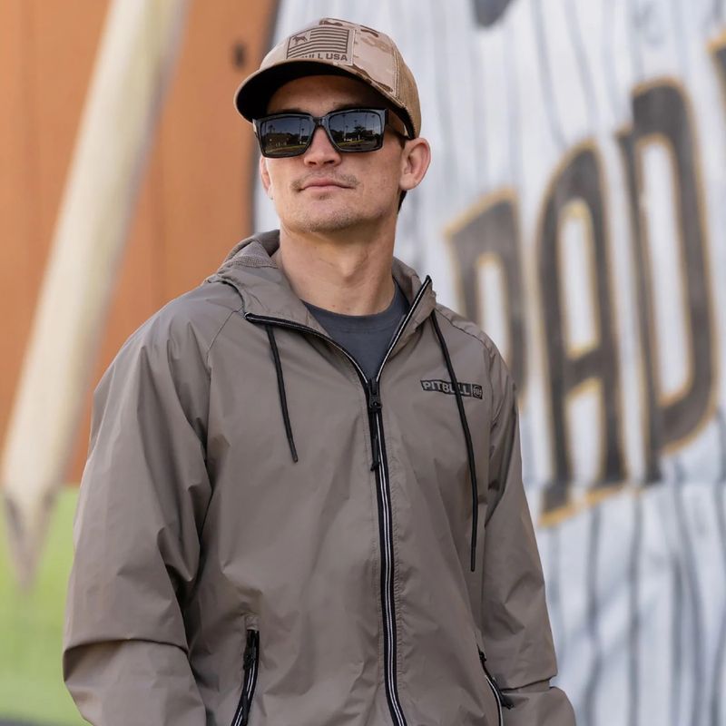 Kurtka męska Pitbull Athletic Logo Nylon Hooded taupe 14