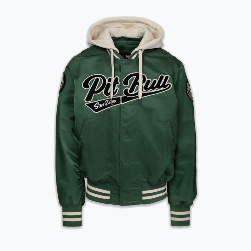 Kurtka męska Pitbull Mason San Diego Baseball Hooded bottle green/beige 4