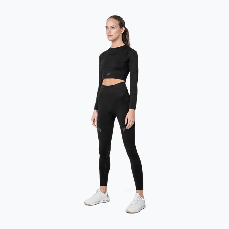 Legginsy treningowe damskie 4F SPDF012 deep black 2