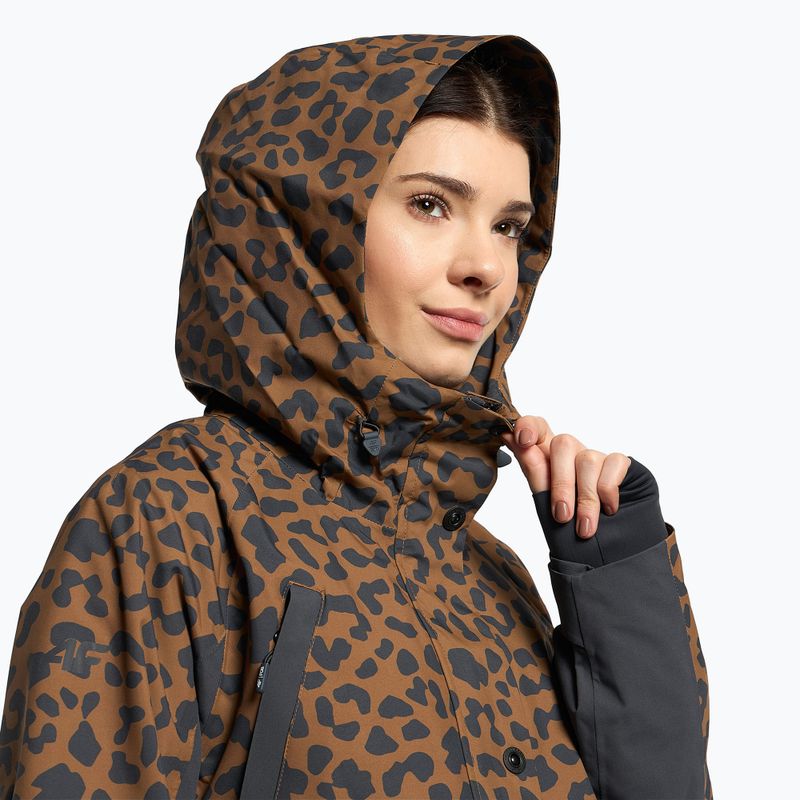 Kurtka snowboardowa damska 4F KUDS002 brown allover 4