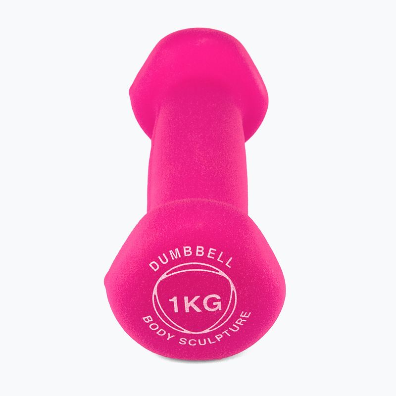 Hantel ogumowany Body Sculpture BW 513 z PVC 1 kg pink 3