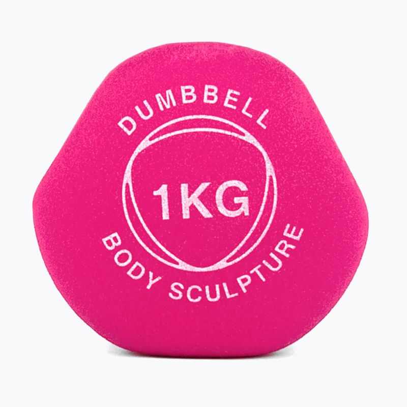 Hantel ogumowany Body Sculpture BW 513 z PVC 1 kg pink 4