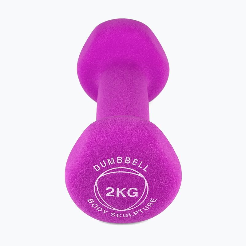 Hantel ogumowany Body Sculpture BW 513 z PVC 2 kg purple 3