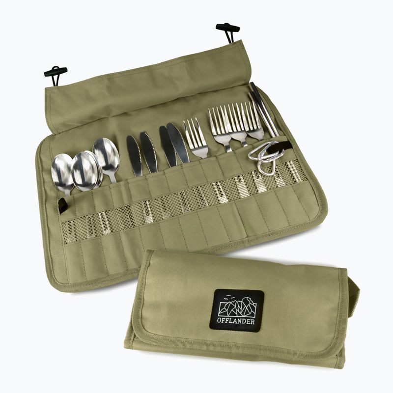Zestaw sztućców OFFLANDER Camping Cutlery Set with Case green 2
