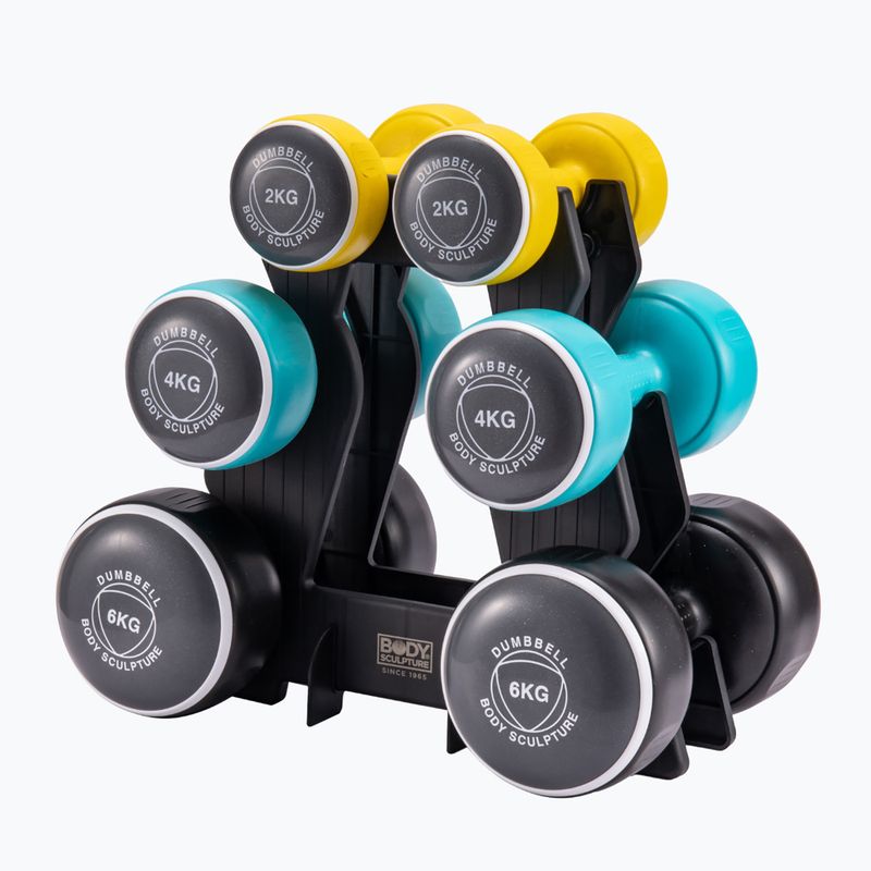 Zestaw hantli ze stojakiem Body Sculpture Smart Bw 108Dt 24 kg yellow/blue/black