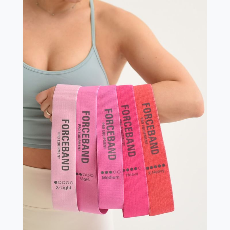Zestaw taśm do ćwiczeń FORCEBAND Mini Band 5 szt. + E-BOOK pink 5