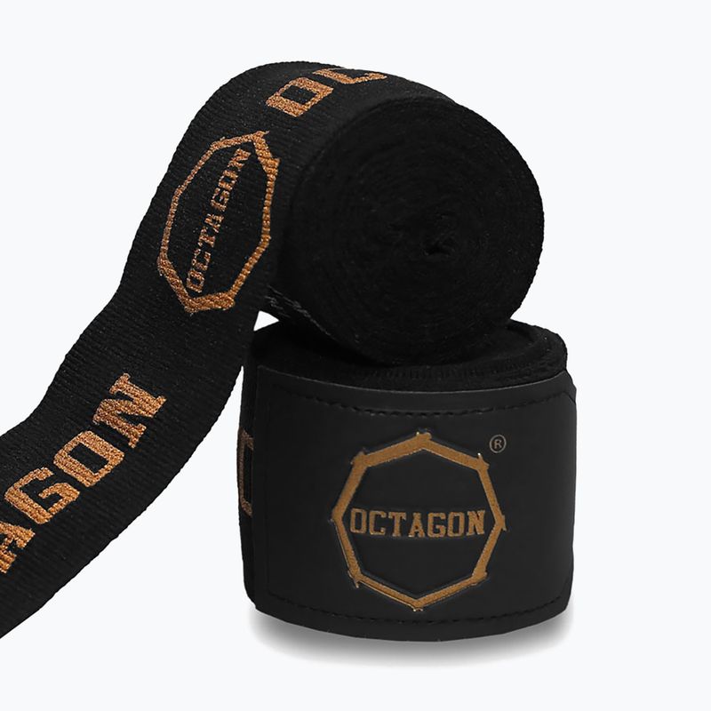 Bandaże bokserskie Octagon Fightgear Supreme Printed 300 cm black/gold 2