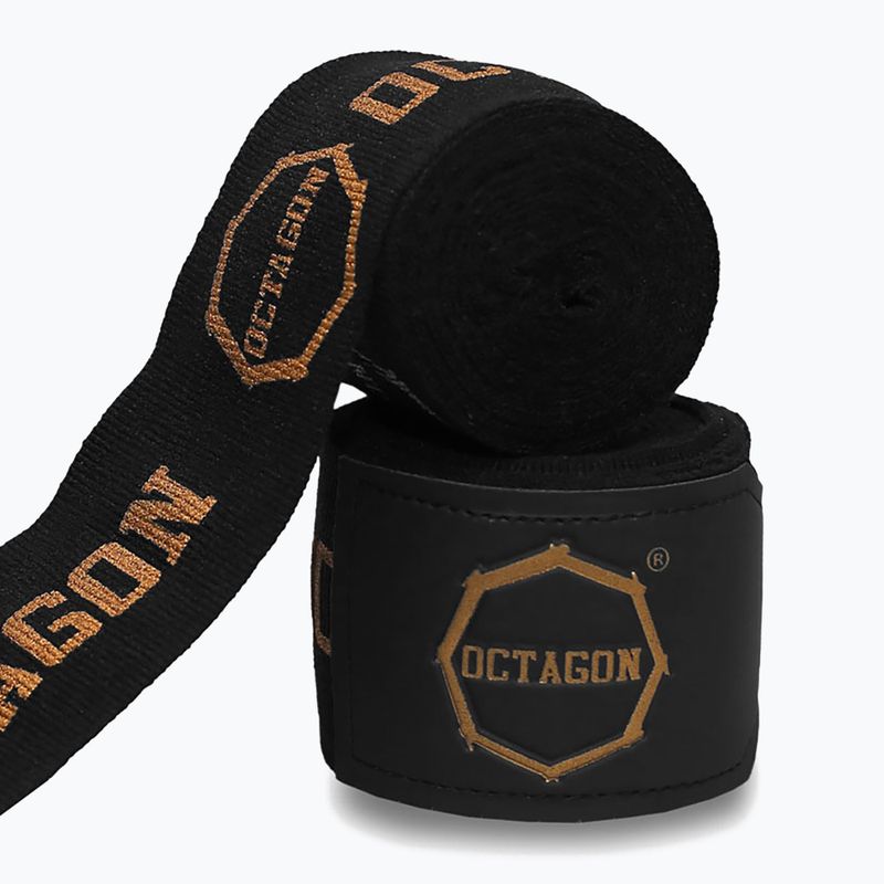 Bandaże bokserskie Octagon Fightgear Supreme Printed 500 cm black/gold 2