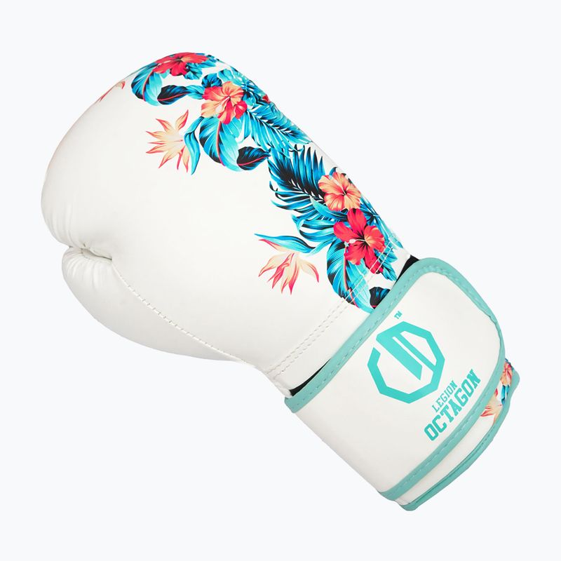 Rękawice bokserskie Octagon Legion Flower white/sea green 2