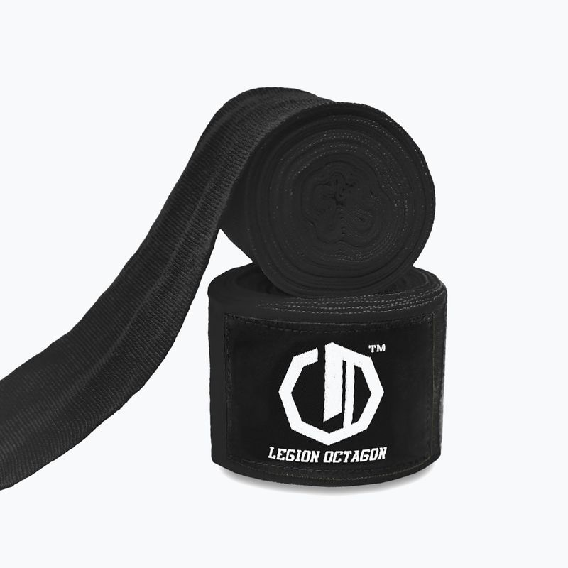 Bandaże bokserskie Octagon Legion Standard 300 cm black/white 2