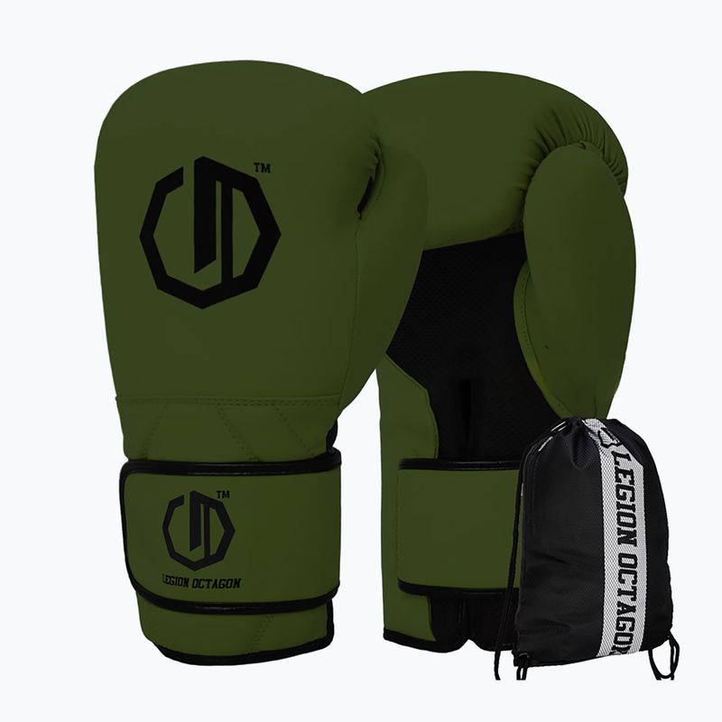 Rękawice bokserskie Octagon Legion Enforcer + worek dark green