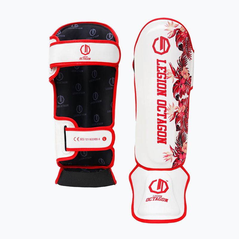 Ochraniacze piszczeli Octagon Legion Flower white/red 2