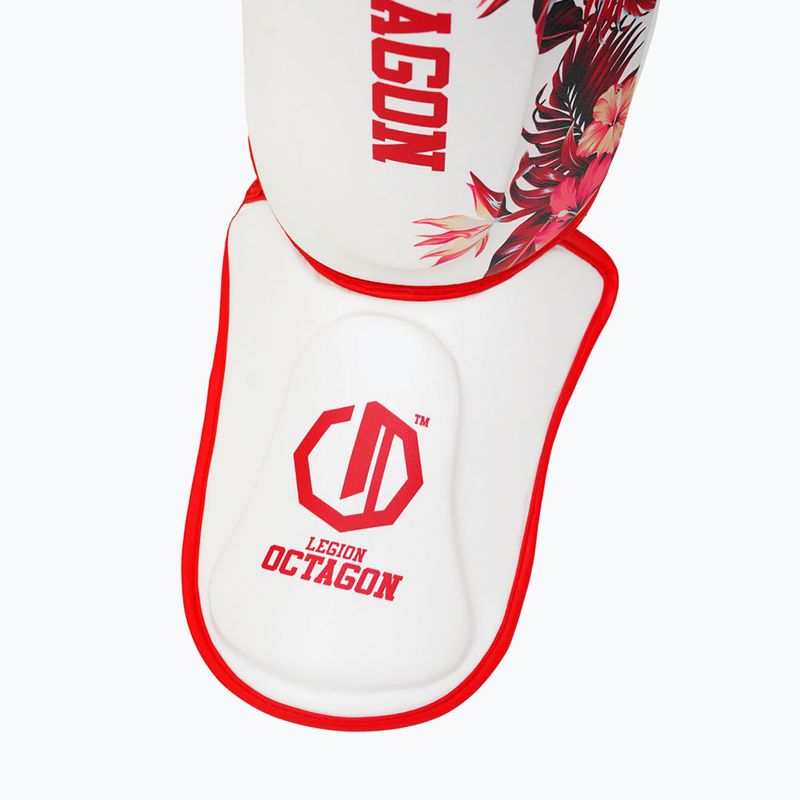 Ochraniacze piszczeli Octagon Legion Flower white/red 3