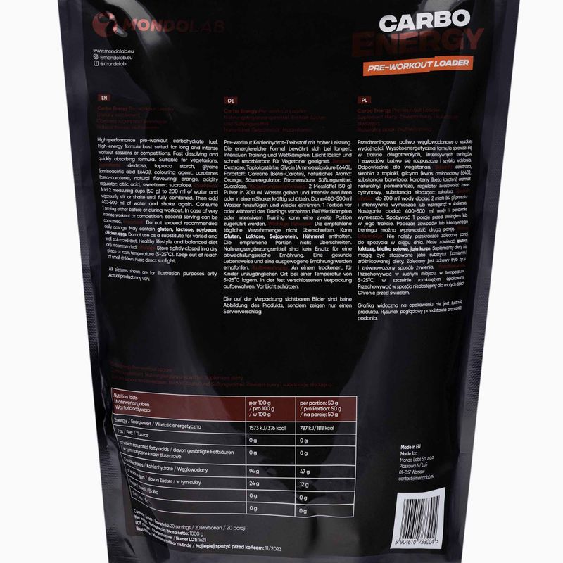 Węglowodany MONDOLAB Carbo Energy Squeezed Multivitamin 1000 g 2