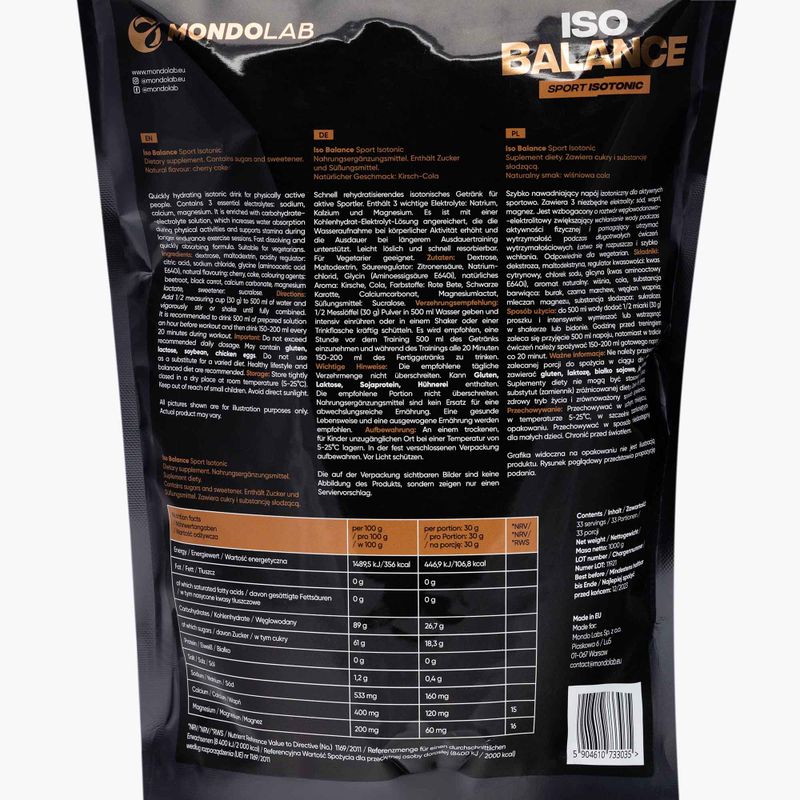 Napój izotoniczny MONDOLAB Balance Fizzy Cherry 1000 g 2