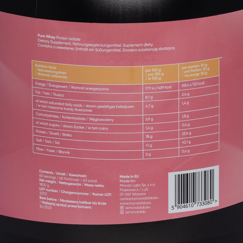 Whey MONDOLAB Pure Whey Classic Shake 1800 g 2