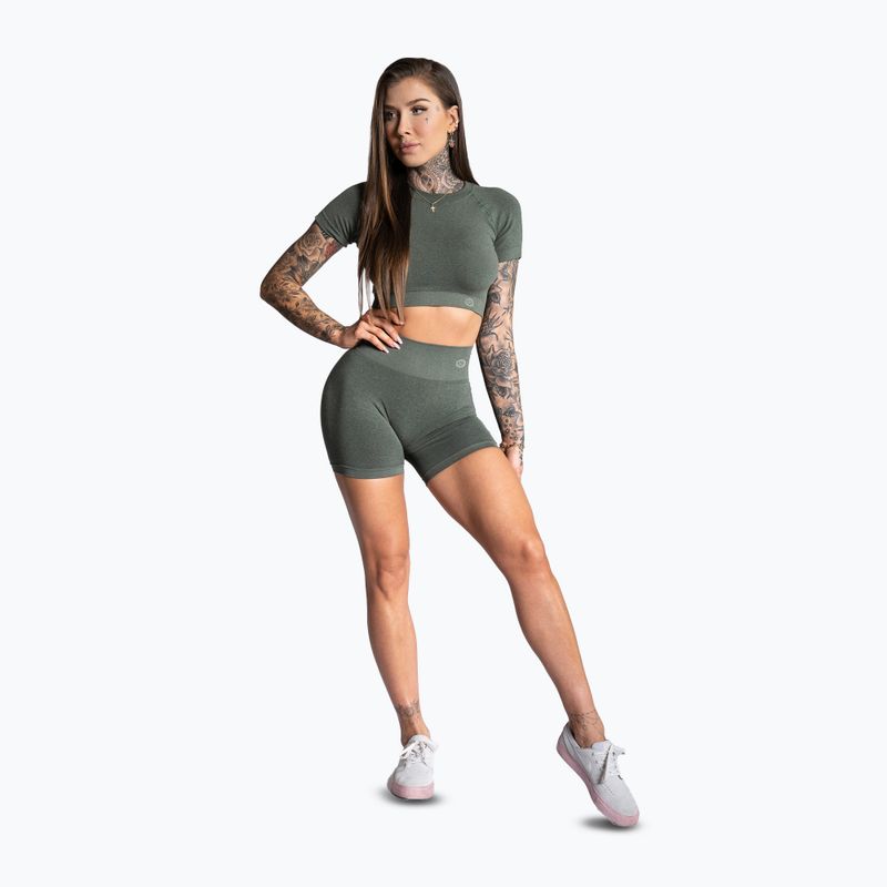 Spodenki treningowe damskie Gym Glamour Seamless khaki 2