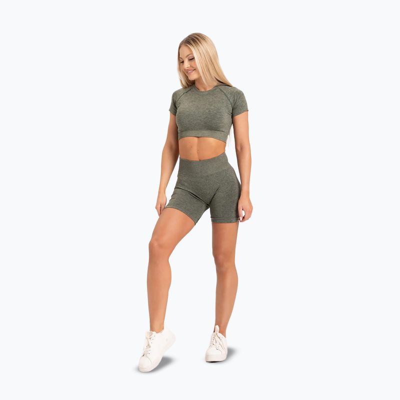 Spodenki treningowe damskie Gym Glamour Seamless khaki 2