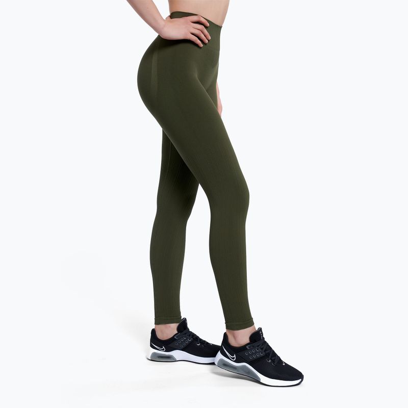 Legginsy treningowe damskie Gym Glamour Push Up khaki 3