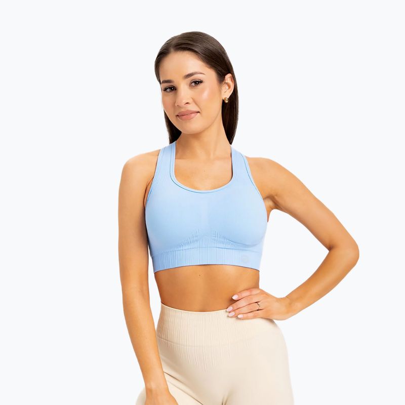 Biustonosz treningowy Gym Glamour Push Up baby blue