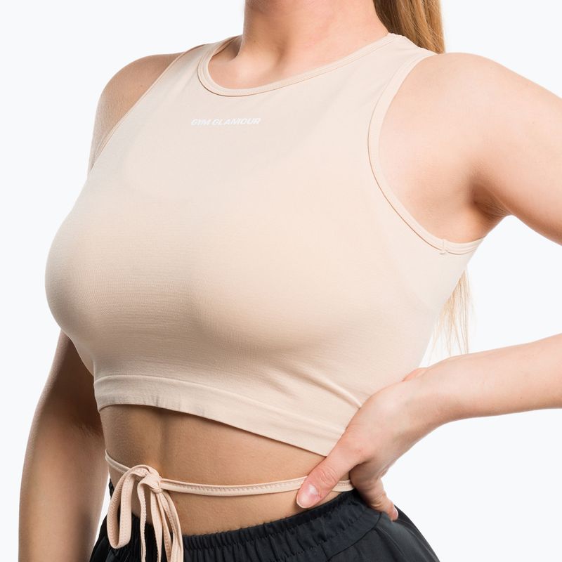 Top treningowy damski Gym Glamour Wiązany beige 4