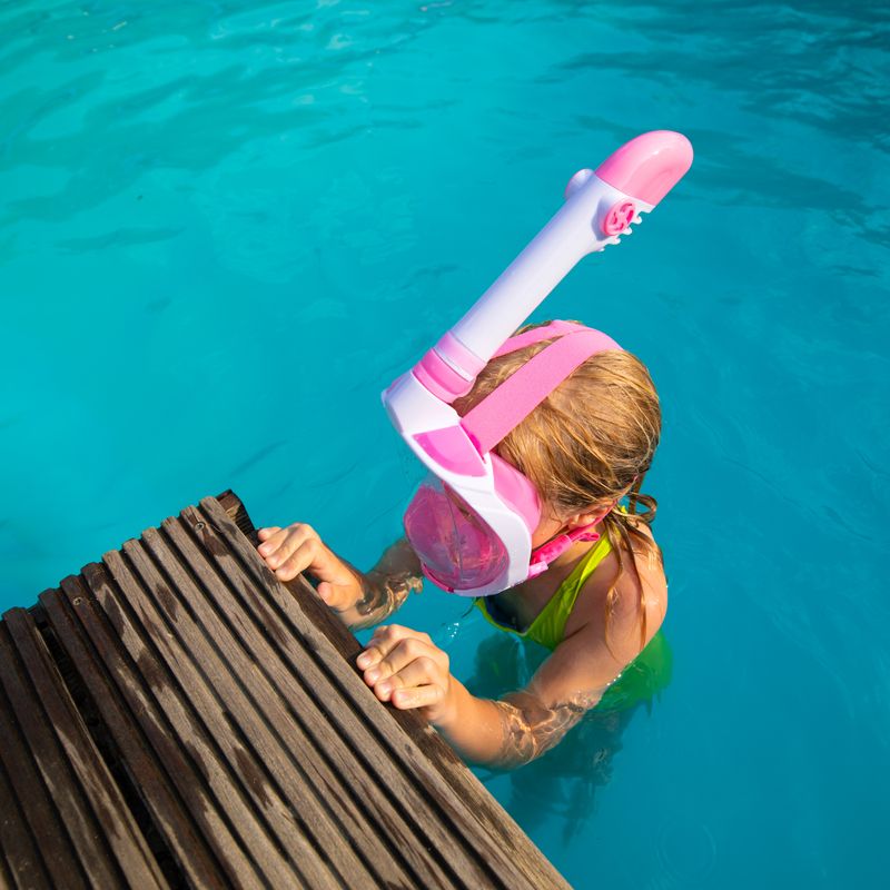 Maska pełnotwarzowa do snorkelingu dziecięca AQUASTIC SMK-01R różowa 5