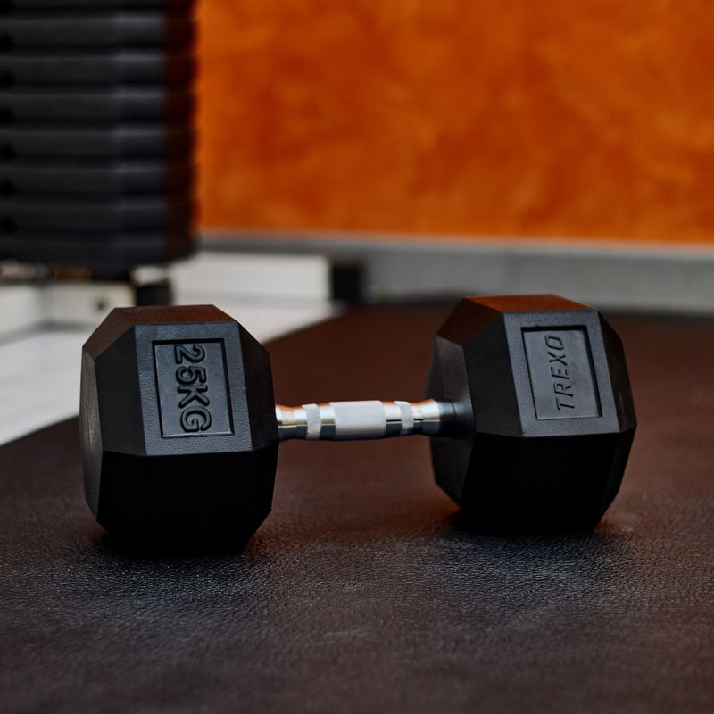 Hantel ogumowany XTREXO Hex 25 kg 4