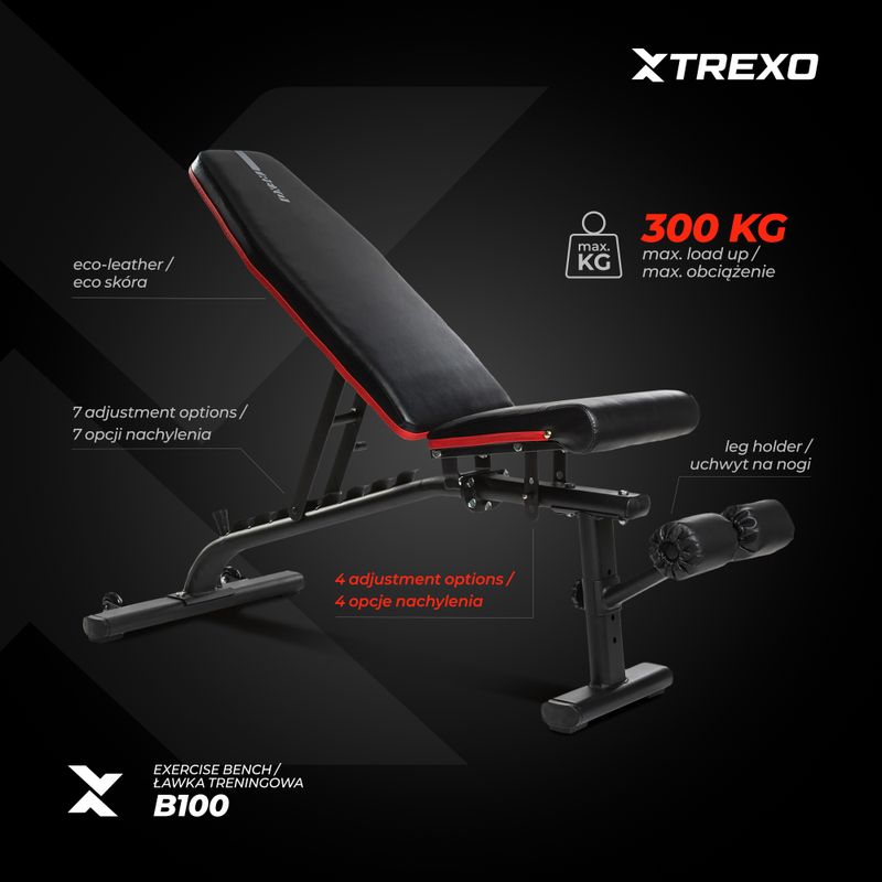 Ławka treningowa TREXO B100 max. 300 kg czarna 4