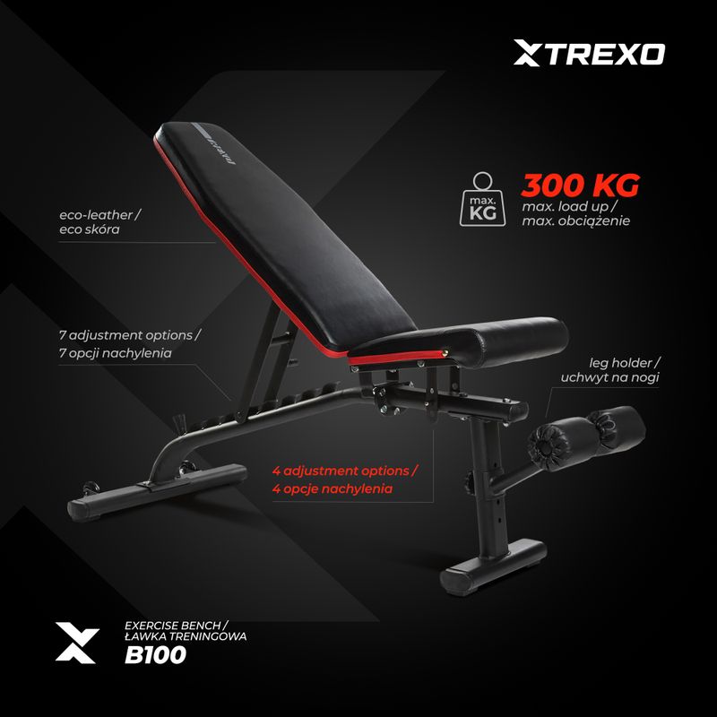 Ławka treningowa XTREXO B100 max. 300 kg czarna 4