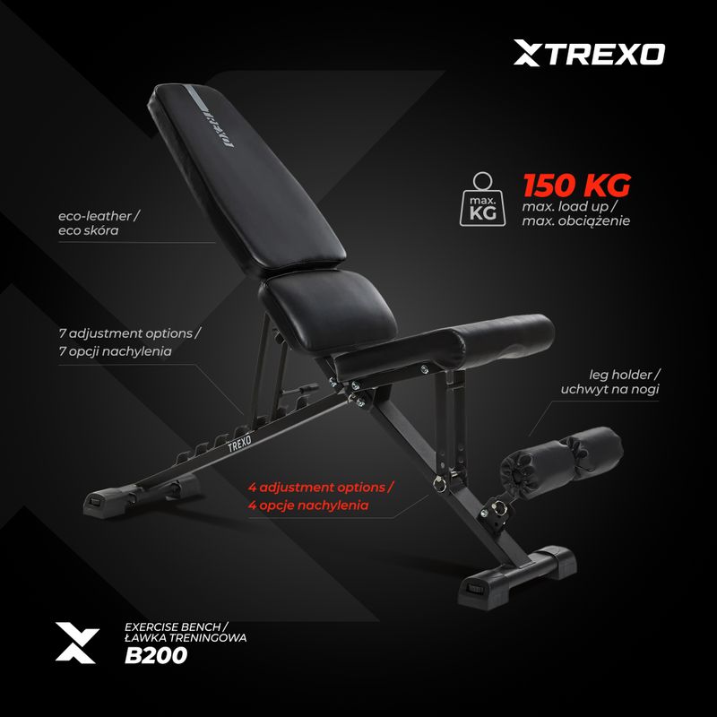 Ławka treningowa XTREXO B200 czarna 4