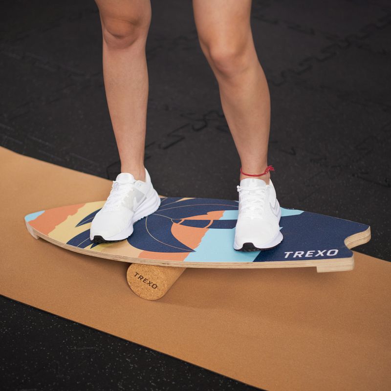 Deska do balansowania + mata + roller XTREXO BBS01 niebieski/pomarańczowy 9