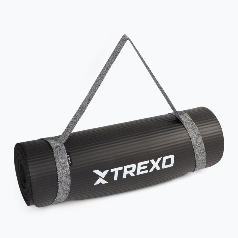 Mata do ćwiczeń XTREXO 15 mm z pasem czarny 11