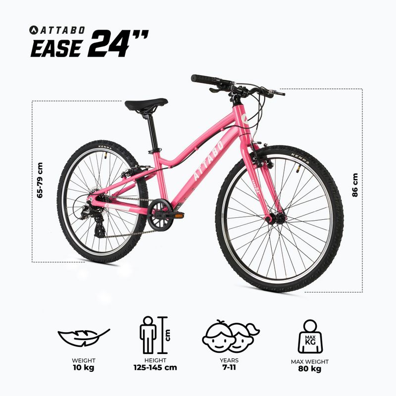 Rower dziecięcy ATTABO EASE 24" 10 kg różowy 2