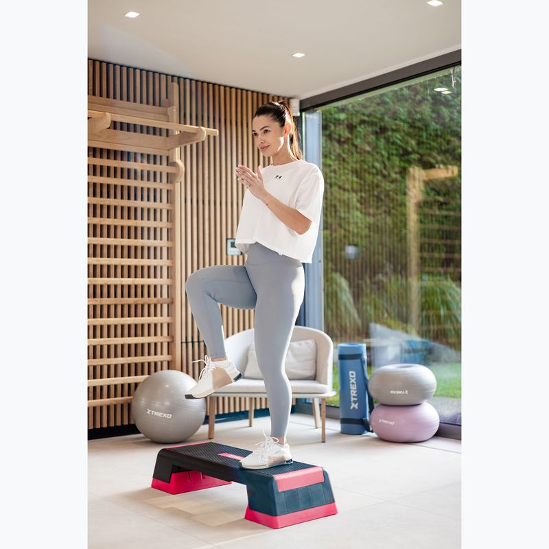 Step do aerobiku TREXO antypoślizgowy max 250kg różowy 6