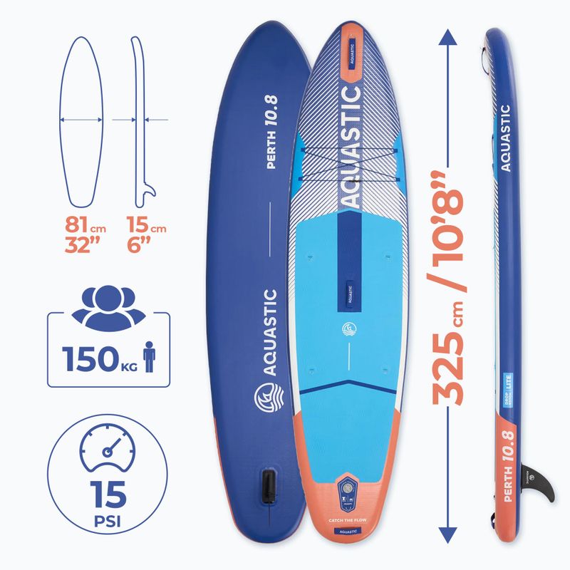 Zestaw deska SUP pompowana AQUASTIC Perth 10'8" allround niebieski 16