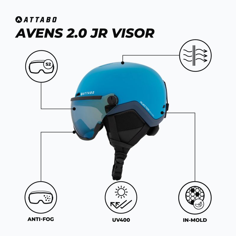 Kask narciarski dziecięcy ATTABO Avens 2.0 Jr Visor niebieski 2