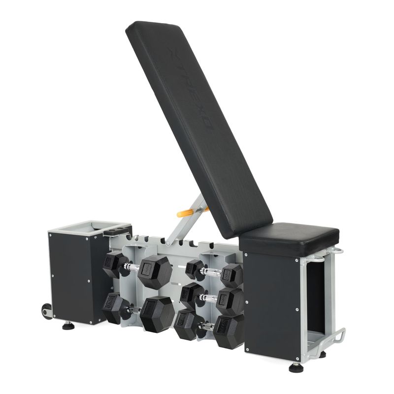 Zestaw TREXO Ławka Storage + Hantle Hex czarny 15