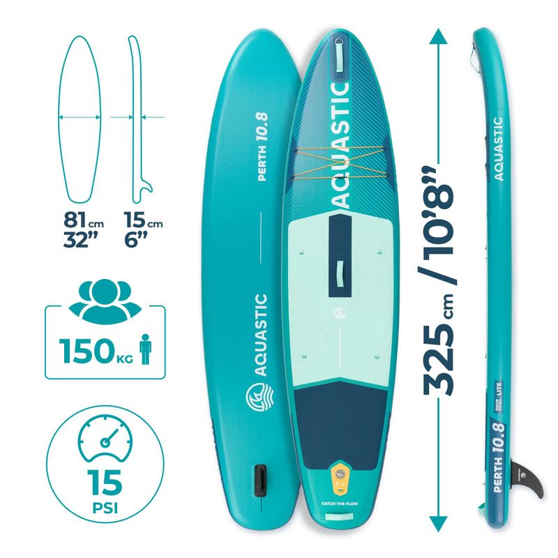 Zestaw deska SUP pompowana AQUASTIC Perth 10'8" allround zielony 18