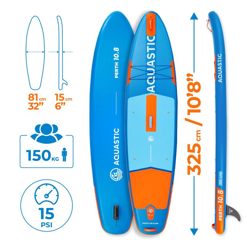 Zestaw deska SUP pompowana AQUASTIC Perth 10'8" allround niebieski 24